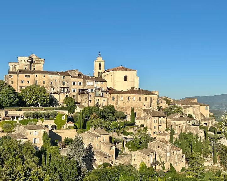 Luberon hilltop village and vineyard in Provence, France