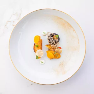 Michelin star dish by chef Christophe Hay at Amour Blanc restaurant during a luxury Loire Valley wine tour, France